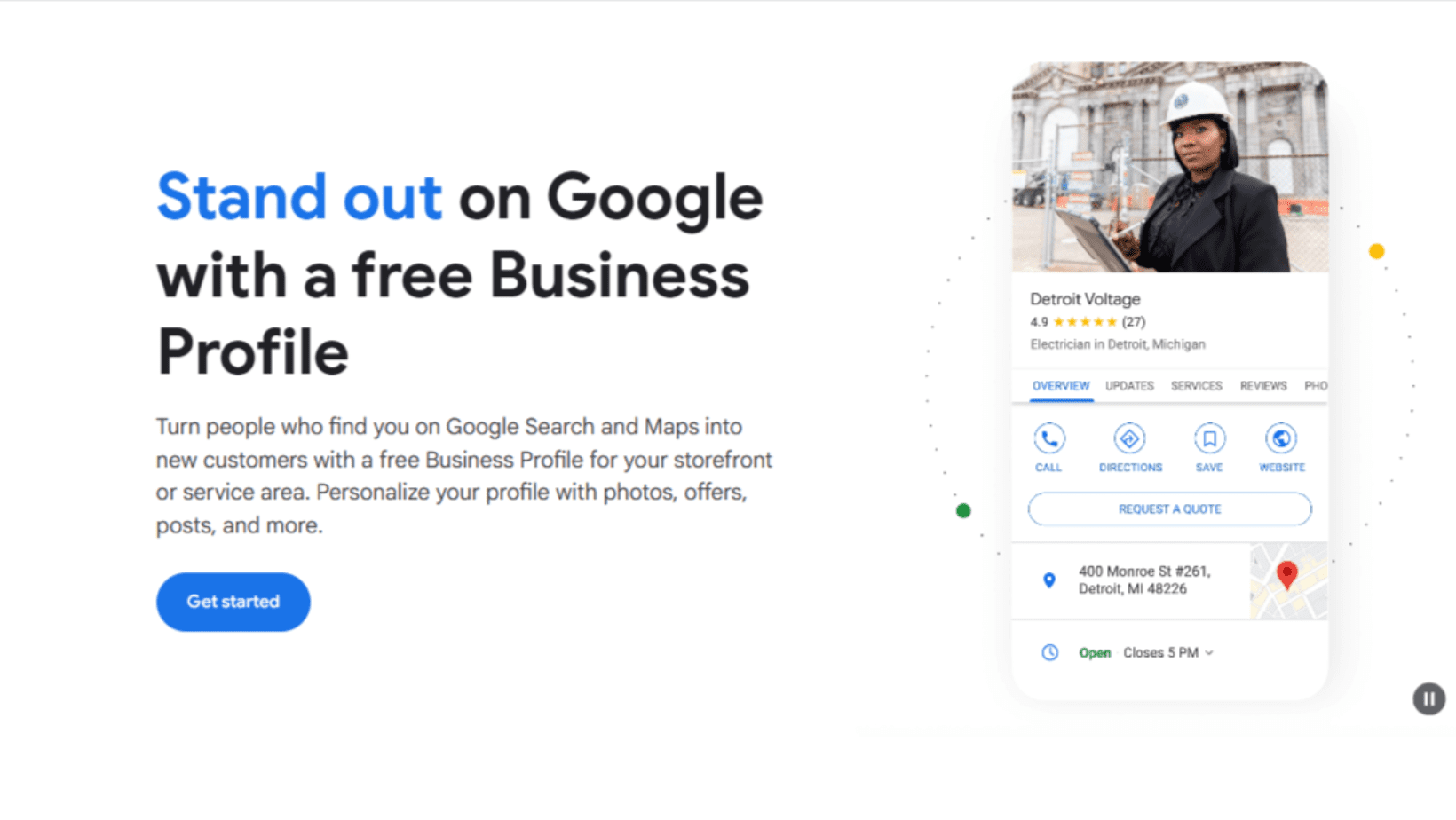 Google My Business profile example showing electrician in Detroit, used to highlight effective Google My Business optimization.