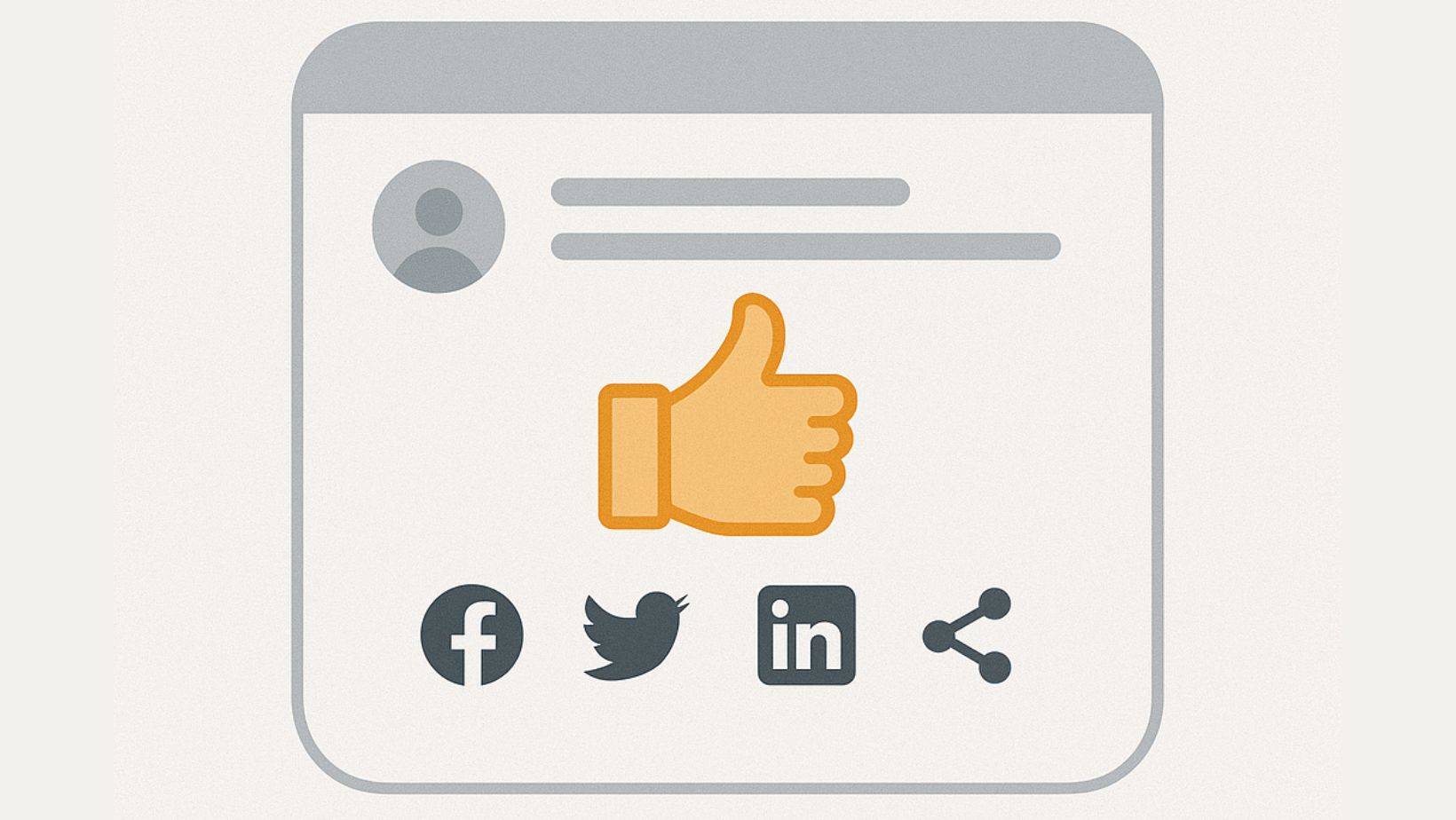 seo friendly urls, Social sharing interface with thumbs-up icon and social media buttons illustrating user experience and engagement.